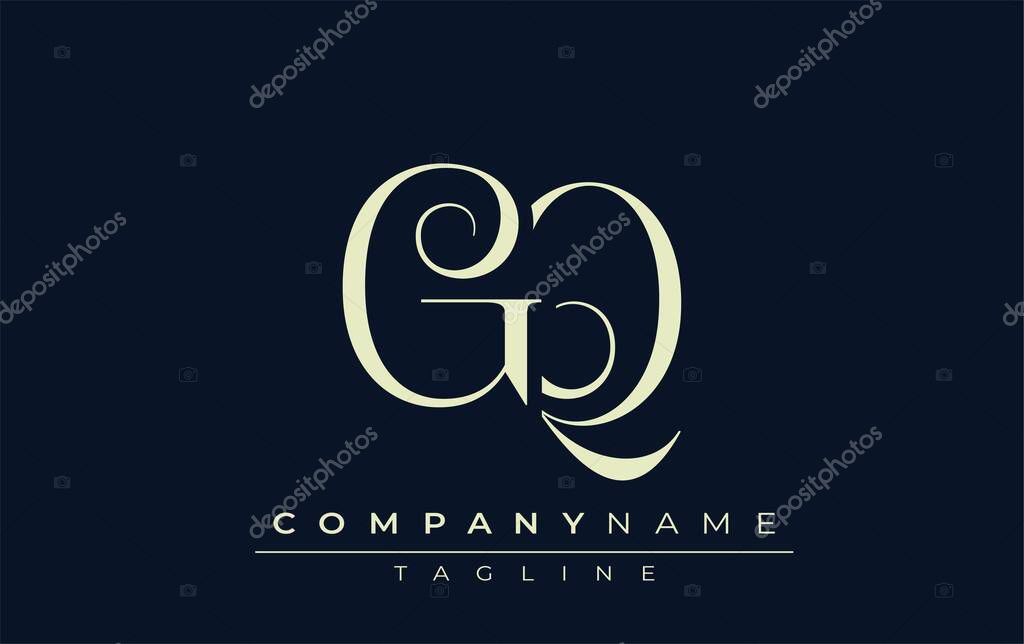 GQ abstract Logo. Elegantly Designed Minimalist Monogram Logo with Stylish Lettering. Sophisticated and sleek minimalist monogram showcasing unique lettering design.