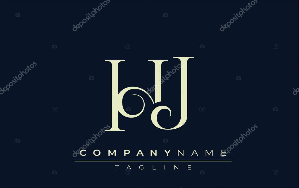 HJ abstract Logo. Elegantly Designed Minimalist Monogram Logo with Stylish Lettering. Sophisticated and sleek minimalist monogram showcasing unique lettering design.