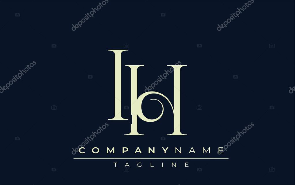 IH abstract Logo. Elegantly Designed Minimalist Monogram Logo with Stylish Lettering. Sophisticated and sleek minimalist monogram showcasing unique lettering design.