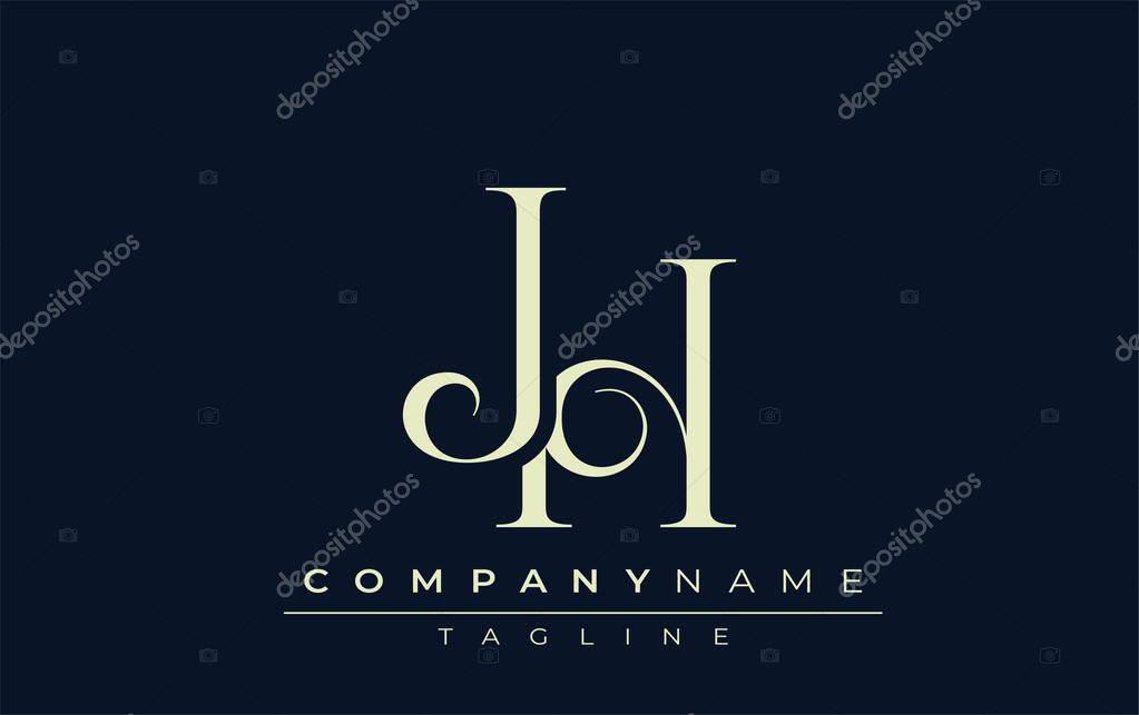 JH abstract Logo. Elegantly Designed Minimalist Monogram Logo with Stylish Lettering. Sophisticated and sleek minimalist monogram showcasing unique lettering design.