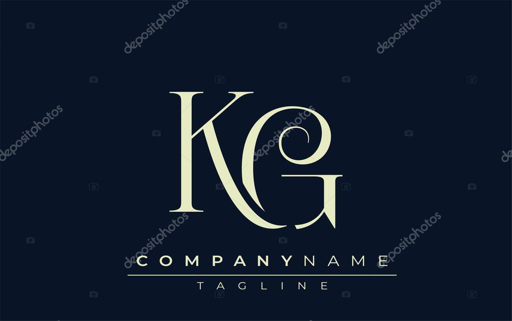 KG abstract Logo. Elegantly Designed Minimalist Monogram Logo with Stylish Lettering. Sophisticated and sleek minimalist monogram showcasing unique lettering design.