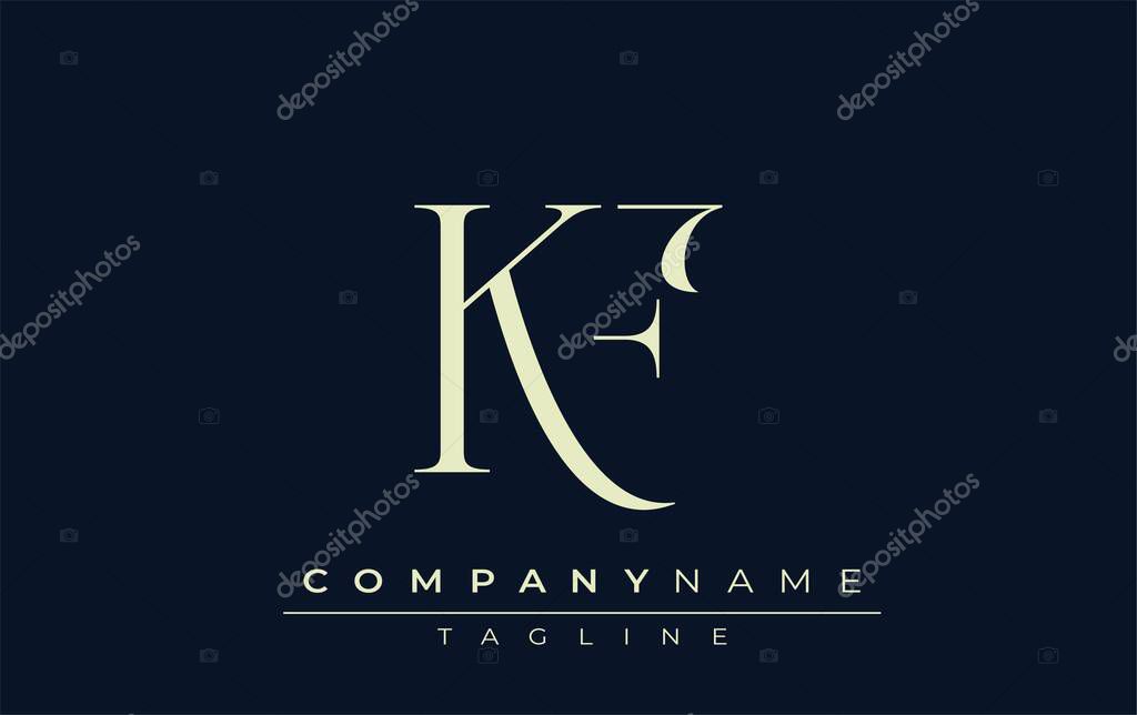 KF abstract Logo. Elegantly Designed Minimalist Monogram Logo with Stylish Lettering. Sophisticated and sleek minimalist monogram showcasing unique lettering design.