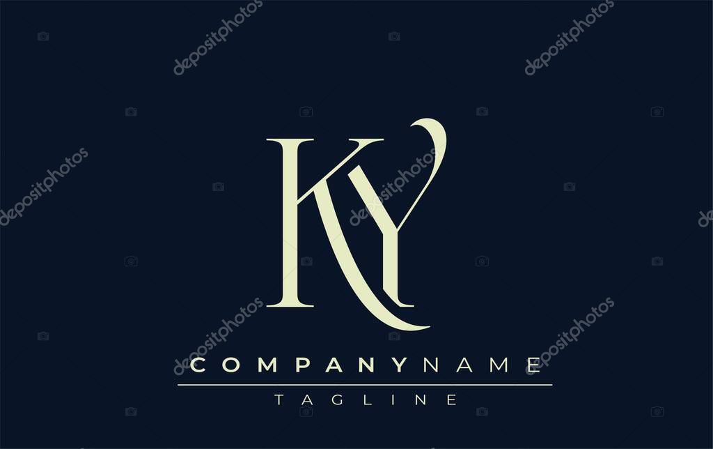 KY abstract Logo. Elegantly Designed Minimalist Monogram Logo with Stylish Lettering. Sophisticated and sleek minimalist monogram showcasing unique lettering design.