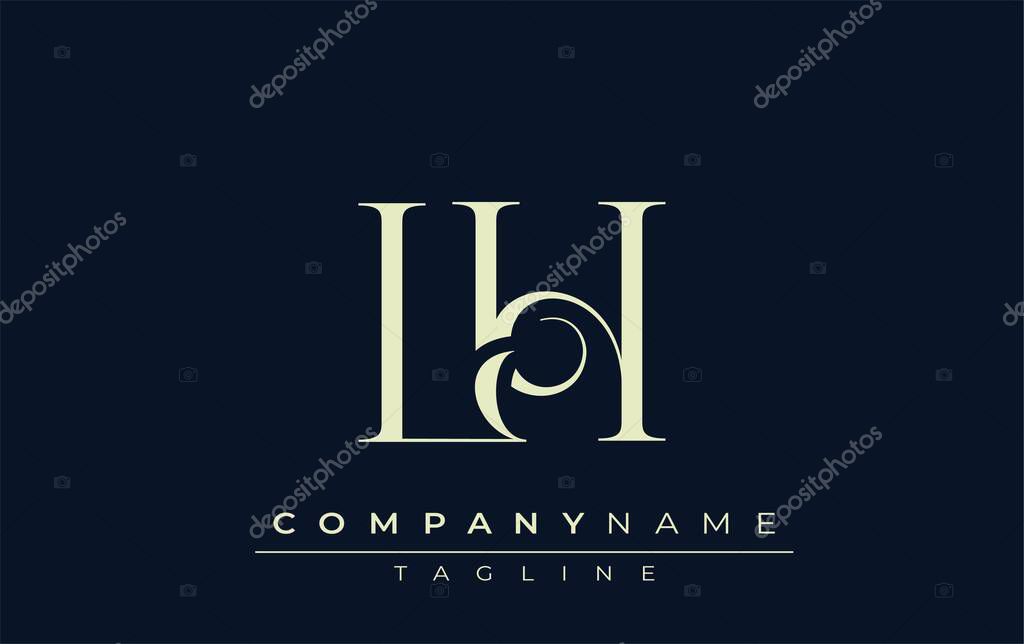 LH abstract Logo. Elegantly Designed Minimalist Monogram Logo with Stylish Lettering. Sophisticated and sleek minimalist monogram showcasing unique lettering design.