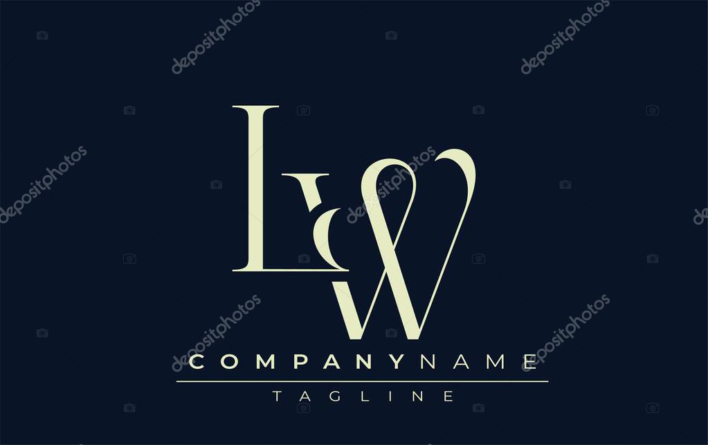 LW abstract Logo. Elegantly Designed Minimalist Monogram Logo with Stylish Lettering. Sophisticated and sleek minimalist monogram showcasing unique lettering design.