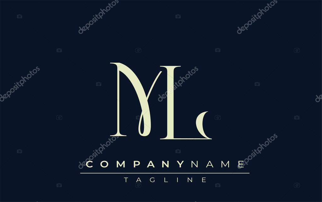 ML abstract Logo. Elegantly Designed Minimalist Monogram Logo with Stylish Lettering. Sophisticated and sleek minimalist monogram showcasing unique lettering design.