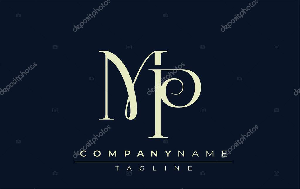MP abstract Logo. Elegantly Designed Minimalist Monogram Logo with Stylish Lettering. Sophisticated and sleek minimalist monogram showcasing unique lettering design.