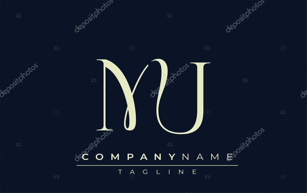 MU abstract Logo. Elegantly Designed Minimalist Monogram Logo with Stylish Lettering. Sophisticated and sleek minimalist monogram showcasing unique lettering design.