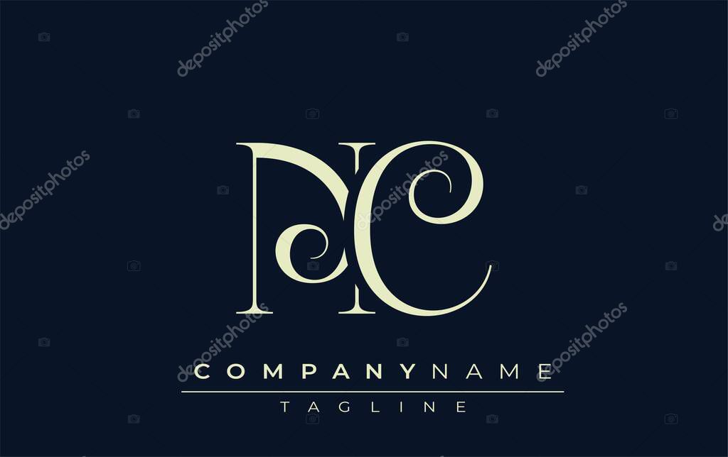 NC abstract Logo. Elegantly Designed Minimalist Monogram Logo with Stylish Lettering. Sophisticated and sleek minimalist monogram showcasing unique lettering design.