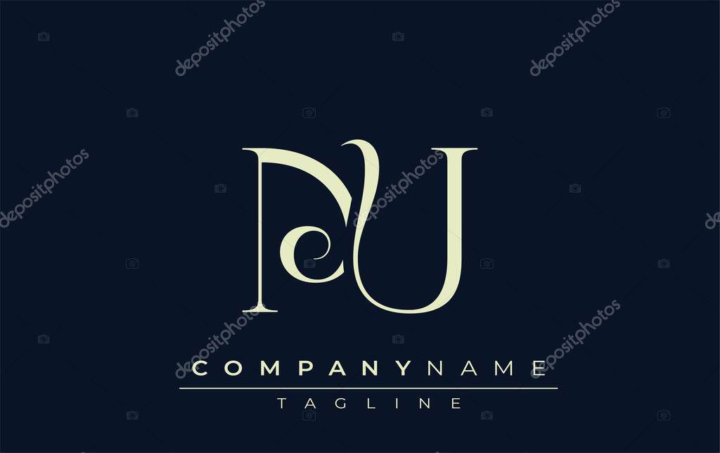 NU abstract Logo. Elegantly Designed Minimalist Monogram Logo with Stylish Lettering. Sophisticated and sleek minimalist monogram showcasing unique lettering design.