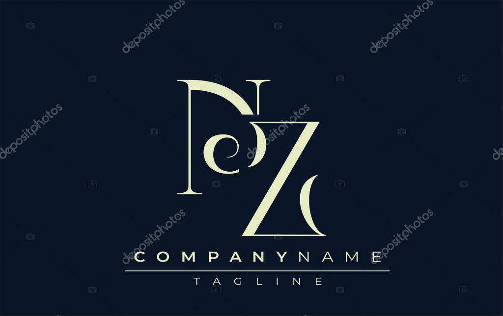 NZ abstract Logo. Elegantly Designed Minimalist Monogram Logo with Stylish Lettering. Sophisticated and sleek minimalist monogram showcasing unique lettering design.