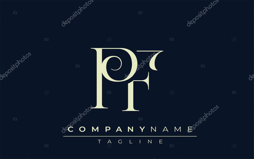 PF abstract Logo. Elegantly Designed Minimalist Monogram Logo with Stylish Lettering. Sophisticated and sleek minimalist monogram showcasing unique lettering design.