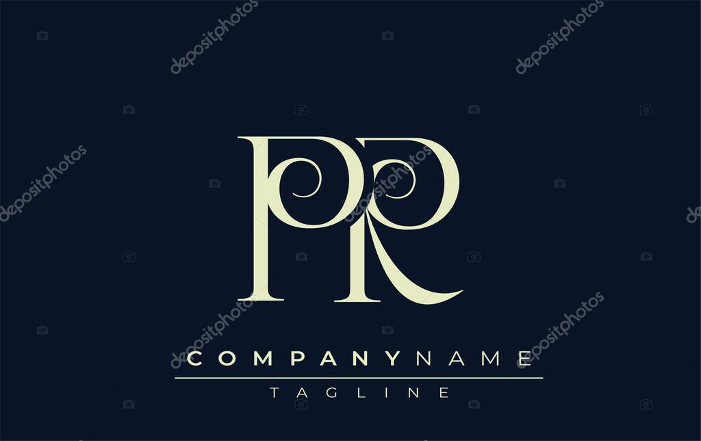 PR abstract Logo. Elegantly Designed Minimalist Monogram Logo with Stylish Lettering. Sophisticated and sleek minimalist monogram showcasing unique lettering design.