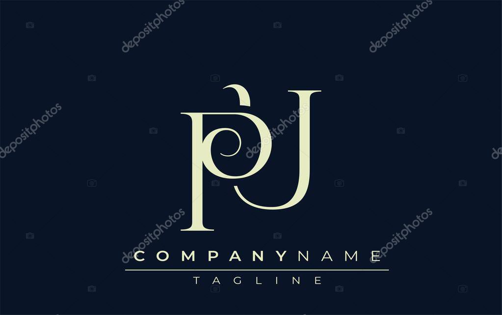 PU abstract Logo. Elegantly Designed Minimalist Monogram Logo with Stylish Lettering. Sophisticated and sleek minimalist monogram showcasing unique lettering design.