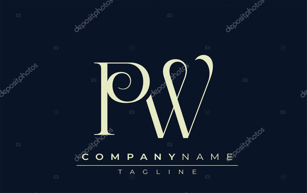 PW abstract Logo. Elegantly Designed Minimalist Monogram Logo with Stylish Lettering. Sophisticated and sleek minimalist monogram showcasing unique lettering design.