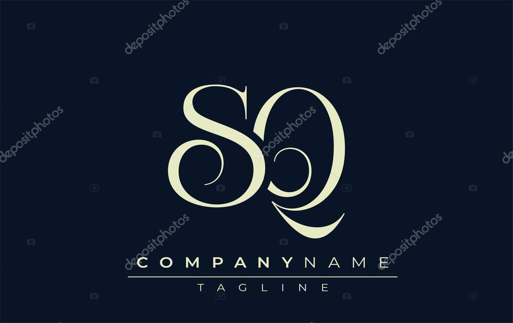 SQ abstract Logo. Elegantly Designed Minimalist Monogram Logo with Stylish Lettering. Sophisticated and sleek minimalist monogram showcasing unique lettering design.