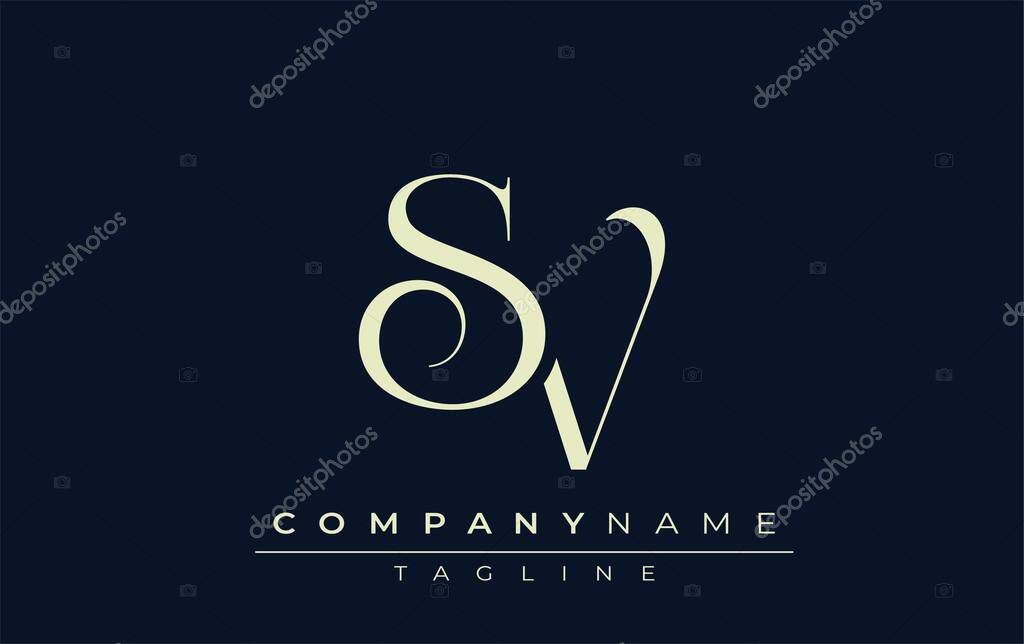 SV abstract Logo. Elegantly Designed Minimalist Monogram Logo with Stylish Lettering. Sophisticated and sleek minimalist monogram showcasing unique lettering design.