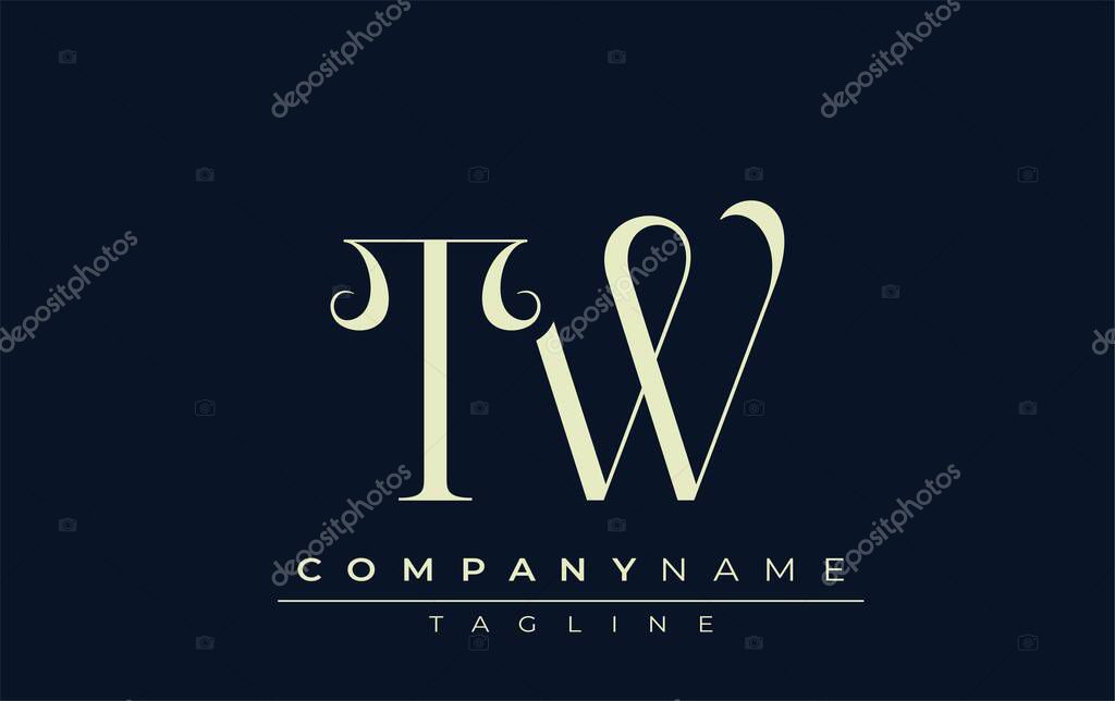 TW abstract Logo. Elegantly Designed Minimalist Monogram Logo with Stylish Lettering. Sophisticated and sleek minimalist monogram showcasing unique lettering design.