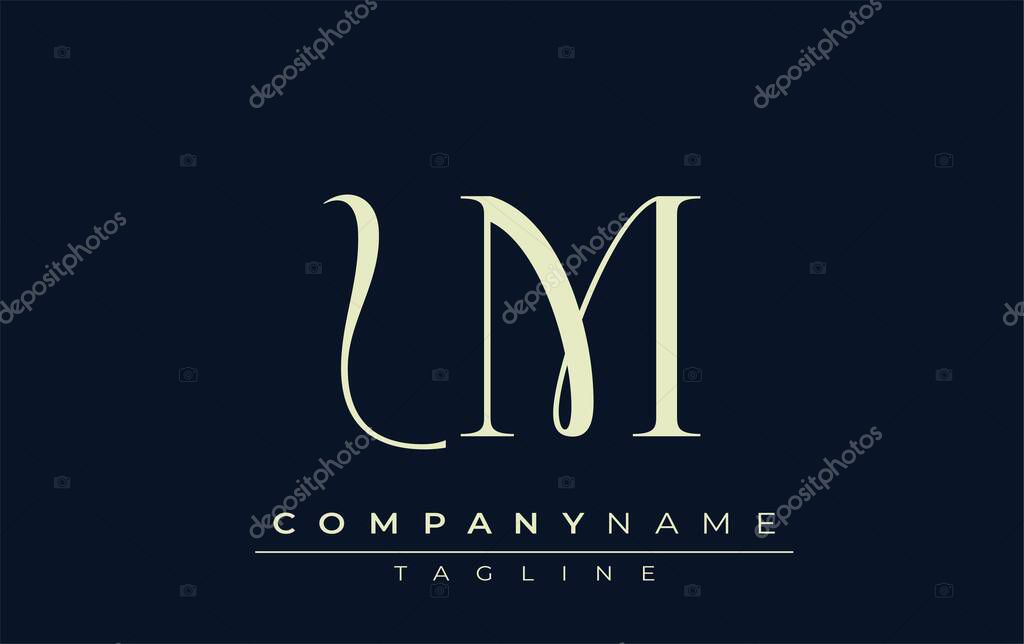 UM abstract Logo. Elegantly Designed Minimalist Monogram Logo with Stylish Lettering. Sophisticated and sleek minimalist monogram showcasing unique lettering design.