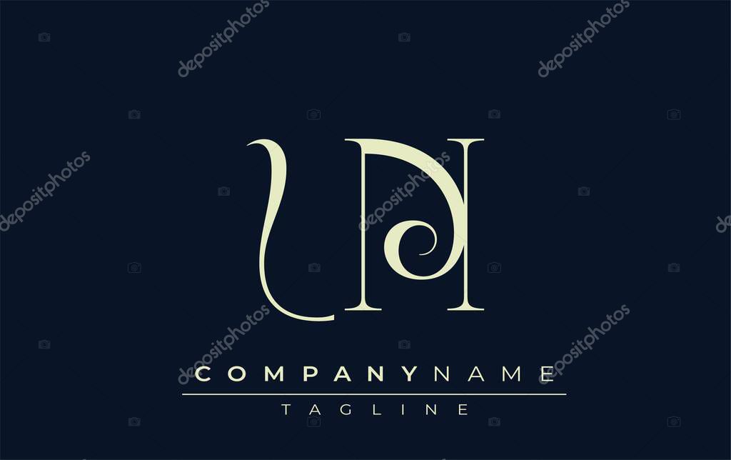 UN abstract Logo. Elegantly Designed Minimalist Monogram Logo with Stylish Lettering. Sophisticated and sleek minimalist monogram showcasing unique lettering design.