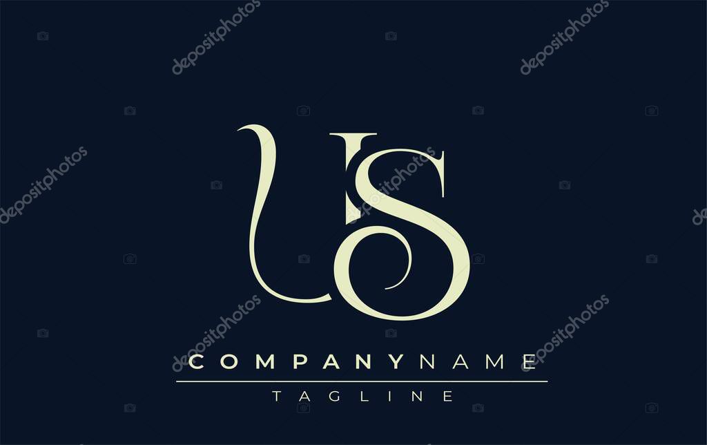US abstract Logo. Elegantly Designed Minimalist Monogram Logo with Stylish Lettering. Sophisticated and sleek minimalist monogram showcasing unique lettering design.