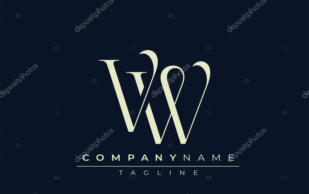VW abstract Logo. Elegantly Designed Minimalist Monogram Logo with Stylish Lettering. Sophisticated and sleek minimalist monogram showcasing unique lettering design.