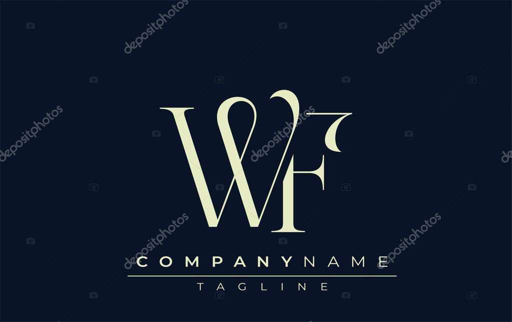 WF abstract Logo. Elegantly Designed Minimalist Monogram Logo with Stylish Lettering. Sophisticated and sleek minimalist monogram showcasing unique lettering design.