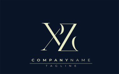 XZ soyut logosu. Zarif Tasarlanmış Minimalist Monogram Logosu ve Şık Harfler. Sofistike ve gösterişli minimalist monogram benzersiz harf dizaynı.