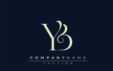 YB soyut logosu. Zarif Tasarlanmış Minimalist Monogram Logosu ve Şık Harfler. Sofistike ve gösterişli minimalist monogram benzersiz harf dizaynı.