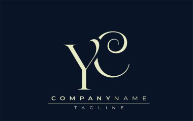 YC soyut logosu. Zarif Tasarlanmış Minimalist Monogram Logosu ve Şık Harfler. Sofistike ve gösterişli minimalist monogram benzersiz harf dizaynı.