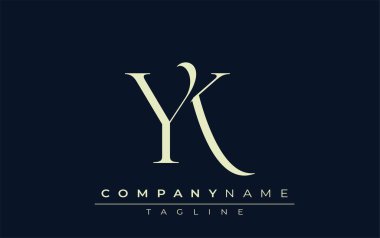 YK soyut logosu. Zarif Tasarlanmış Minimalist Monogram Logosu ve Şık Harfler. Sofistike ve gösterişli minimalist monogram benzersiz harf dizaynı.