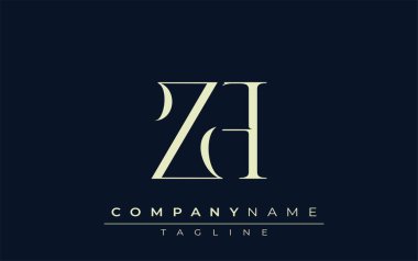 ZA soyut logosu. Zarif Tasarlanmış Minimalist Monogram Logosu ve Şık Harfler. Sofistike ve gösterişli minimalist monogram benzersiz harf dizaynı.