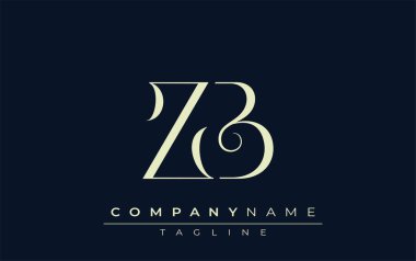 ZB soyut logosu. Zarif Tasarlanmış Minimalist Monogram Logosu ve Şık Harfler. Sofistike ve gösterişli minimalist monogram benzersiz harf dizaynı.