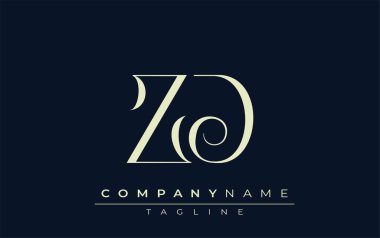 ZD soyut logosu. Zarif Tasarlanmış Minimalist Monogram Logosu ve Şık Harfler. Sofistike ve gösterişli minimalist monogram benzersiz harf dizaynı.