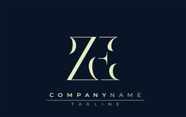 ZE soyut logosu. Zarif Tasarlanmış Minimalist Monogram Logosu ve Şık Harfler. Sofistike ve gösterişli minimalist monogram benzersiz harf dizaynı.