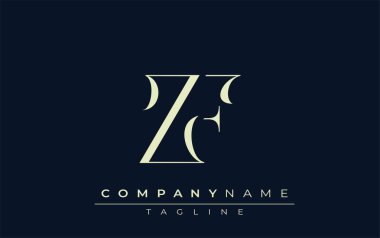ZF soyut logosu. Zarif Tasarlanmış Minimalist Monogram Logosu ve Şık Harfler. Sofistike ve gösterişli minimalist monogram benzersiz harf dizaynı.