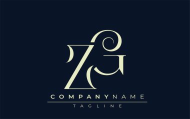 ZG soyut logosu. Zarif Tasarlanmış Minimalist Monogram Logosu ve Şık Harfler. Sofistike ve gösterişli minimalist monogram benzersiz harf dizaynı.