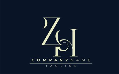ZH soyut logosu. Zarif Tasarlanmış Minimalist Monogram Logosu ve Şık Harfler. Sofistike ve gösterişli minimalist monogram benzersiz harf dizaynı.