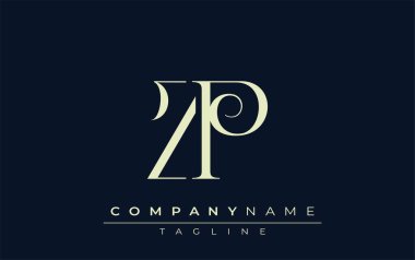 ZP soyut logosu. Zarif Tasarlanmış Minimalist Monogram Logosu ve Şık Harfler. Sofistike ve gösterişli minimalist monogram benzersiz harf dizaynı.