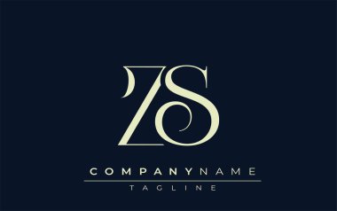 Z S soyut logosu. Zarif Tasarlanmış Minimalist Monogram Logosu ve Şık Harfler. Sofistike ve gösterişli minimalist monogram benzersiz harf dizaynı.