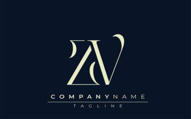 ZV soyut logosu. Zarif Tasarlanmış Minimalist Monogram Logosu ve Şık Harfler. Sofistike ve gösterişli minimalist monogram benzersiz harf dizaynı.