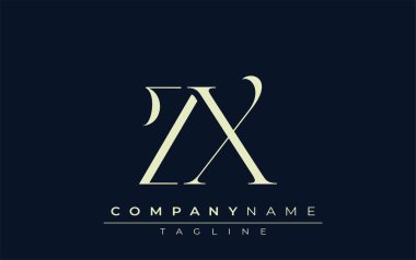 ZX soyut logosu. Zarif Tasarlanmış Minimalist Monogram Logosu ve Şık Harfler. Sofistike ve gösterişli minimalist monogram benzersiz harf dizaynı.