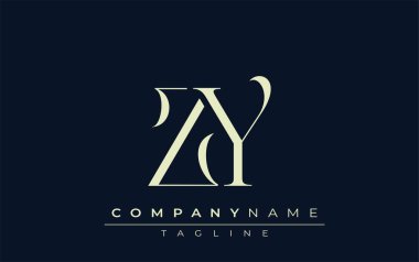 ZY soyut logosu. Zarif Tasarlanmış Minimalist Monogram Logosu ve Şık Harfler. Sofistike ve gösterişli minimalist monogram benzersiz harf dizaynı.