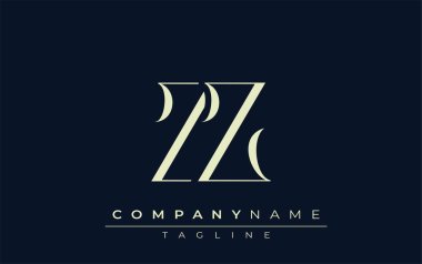 ZZ soyut logosu. Zarif Tasarlanmış Minimalist Monogram Logosu ve Şık Harfler. Sofistike ve gösterişli minimalist monogram benzersiz harf dizaynı.