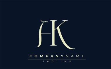 AK soyut logosu. Zarif Tasarlanmış Minimalist Monogram Logosu ve Şık Harfler. Sofistike ve gösterişli minimalist monogram benzersiz harf dizaynı.