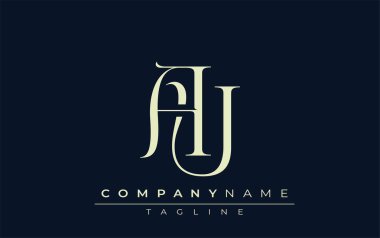 AU soyut logosu. Zarif Tasarlanmış Minimalist Monogram Logosu ve Şık Harfler. Sofistike ve gösterişli minimalist monogram benzersiz harf dizaynı.