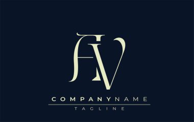 AV soyut logosu. Zarif Tasarlanmış Minimalist Monogram Logosu ve Şık Harfler. Sofistike ve gösterişli minimalist monogram benzersiz harf dizaynı.