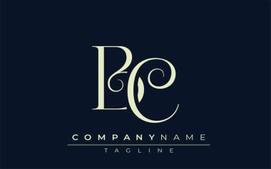 BC soyut logosu. Zarif Tasarlanmış Minimalist Monogram Logosu ve Şık Harfler. Sofistike ve gösterişli minimalist monogram benzersiz harf dizaynı.