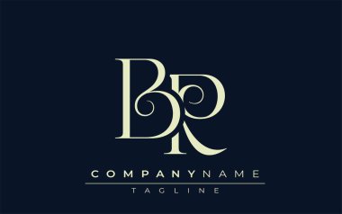 BR soyut logosu. Zarif Tasarlanmış Minimalist Monogram Logosu ve Şık Harfler. Sofistike ve gösterişli minimalist monogram benzersiz harf dizaynı.