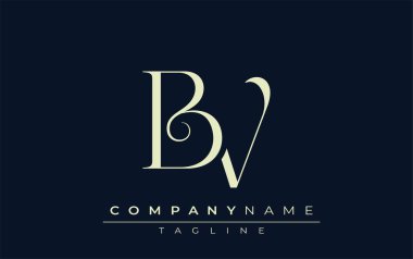 BV soyut logosu. Zarif Tasarlanmış Minimalist Monogram Logosu ve Şık Harfler. Sofistike ve gösterişli minimalist monogram benzersiz harf dizaynı.